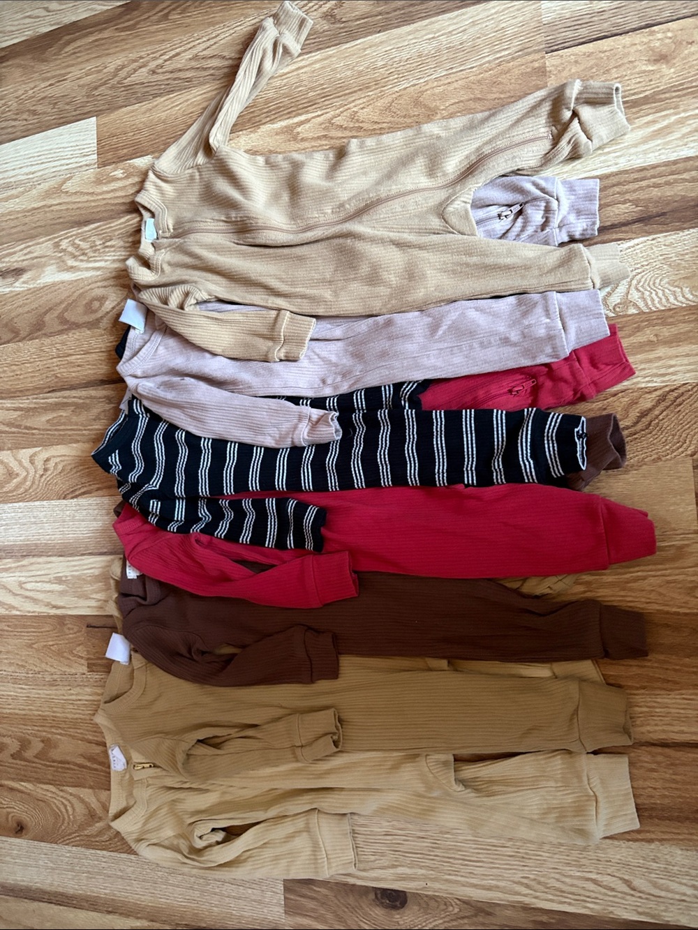 7-6m petit Lem Mixed Ribbed Knit Tops Bundle - Neutral, Red & Striped Styles